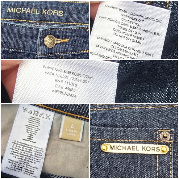 MMK Bootcut Jeans Size 6 Dark Stretch Denim Michael Kors Gold Sausilito Boot - Picture 4 of 9